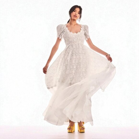 LoveShackFancy Alistair Silk Gown In White Size 4 - Picture 2 of 16